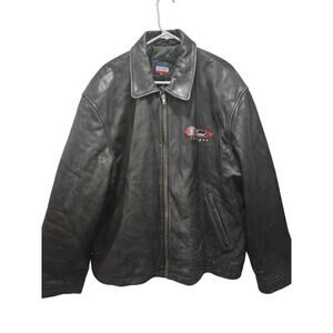 Vintage 90s Planet Hollywood Las Vegas Leather Bomber Flight Jacket Size 2XL